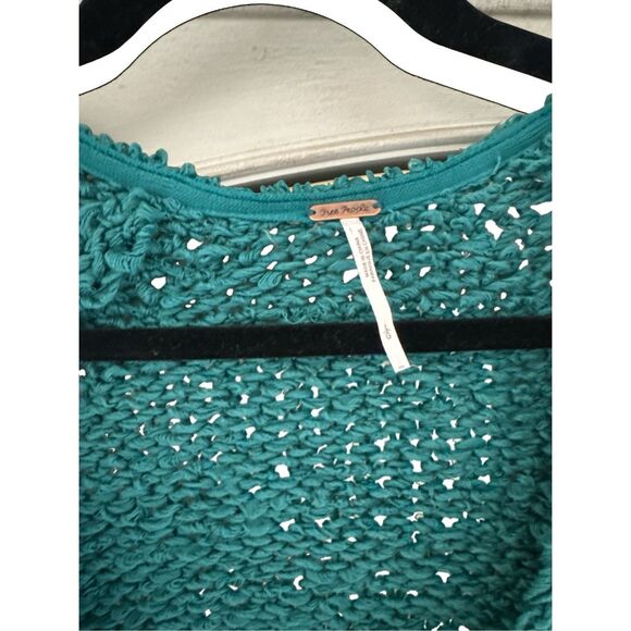 Free People Women's Sand Dune V-Neck Bell Sleeve Pullover Sweater Green Large - Picture 3 of 6